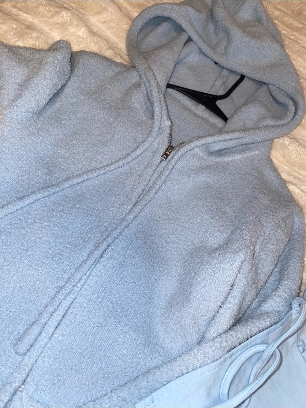 Light Blue Fuzzy Hoodie and Matching Tube Top Set